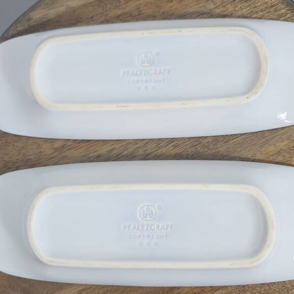 Pfaltzgraff White and Blue 4 Vintage Cracker Plates Corn Cob Hostess Trays - Picture 4 of 11